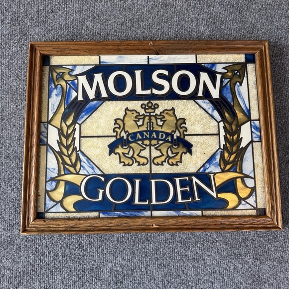 Molson Other - Molson Canadian Sign Vintage Beer Mancave Stainedglass Vibe